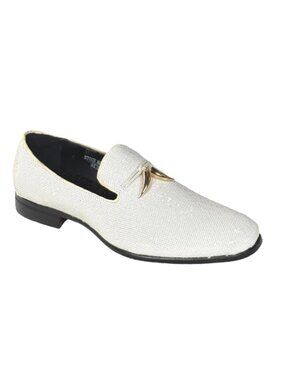 After Midnight 6759 Men’s White Sequin Loafers Dress Shoes Formal Slip-On Prom